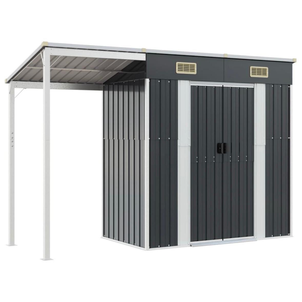 Metall-Gartenhaus mit Schleppdach mit zusätzlichem Stauraum