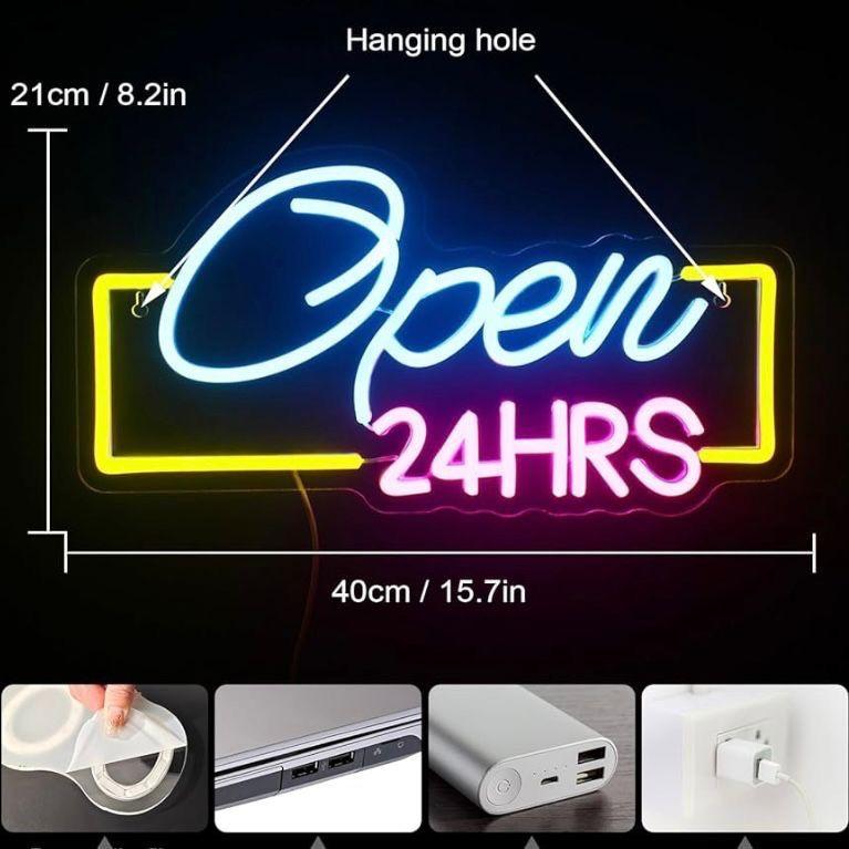 LED Neon Schild Open 24 HRS