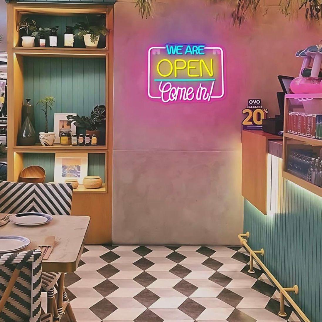 LED Neon Schild We Are Open - Come in!