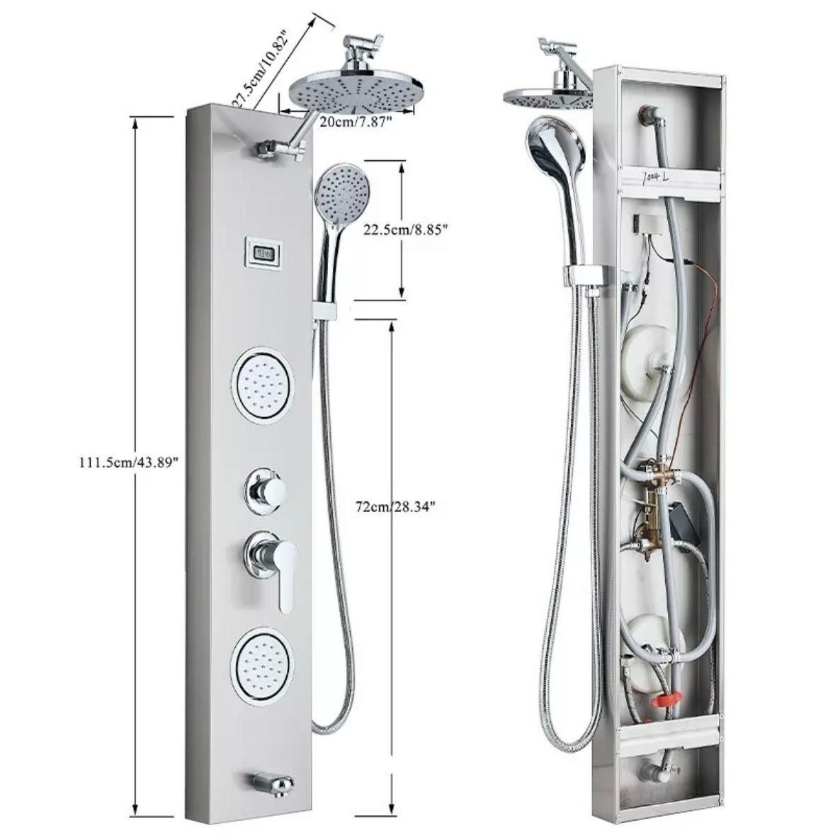 Edelstahl Duschpaneel mit Regendusche & Massagejets