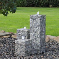 Granit Springbrunnen LED Gartenbrunnen Naturstein