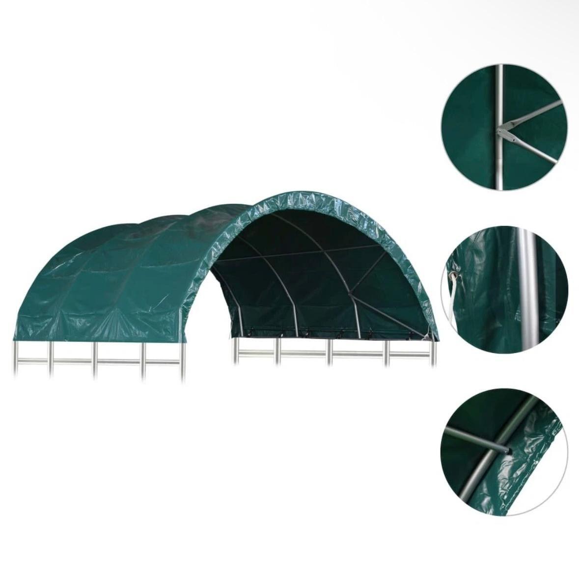 Weidezelt 3,7×3,7m PVC Weideunterstand für Pferde & Nutztiere
