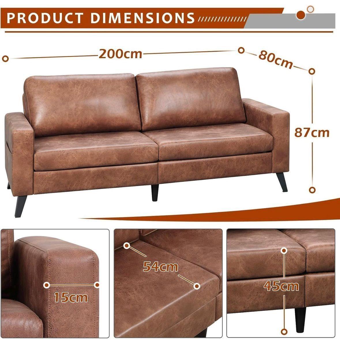 Modernes 3-Sitzer Sofa Stoff mit Massivholzrahmen