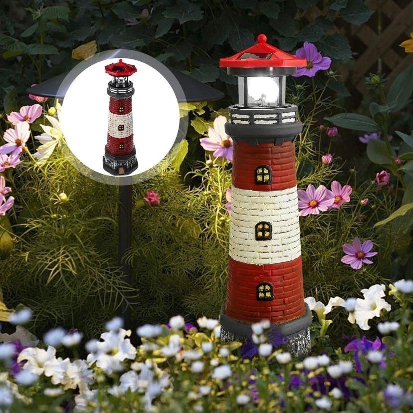 Solar Leuchtturm Garten Deko LED wetterfest