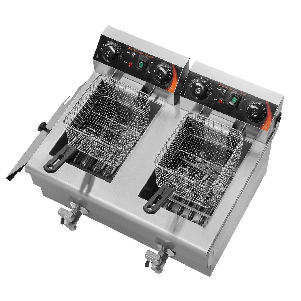 Elektrische Doppelfritteuse Edelstahl 2 × 8L