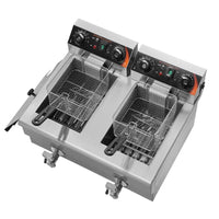 Elektrische Doppelfritteuse Edelstahl 2 × 8L