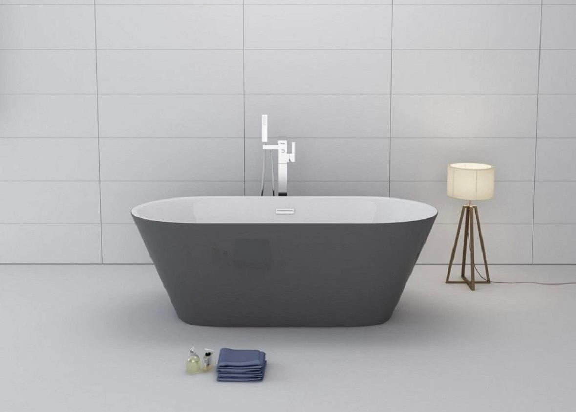 Freistehende Badewanne Lausanne Grau 170 cm – Design Acryl Wanne