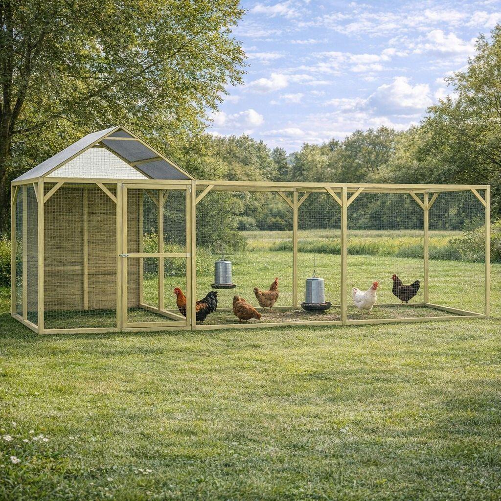 Hühnerstall Hühnergehege 4,5x1,5m Hühner
