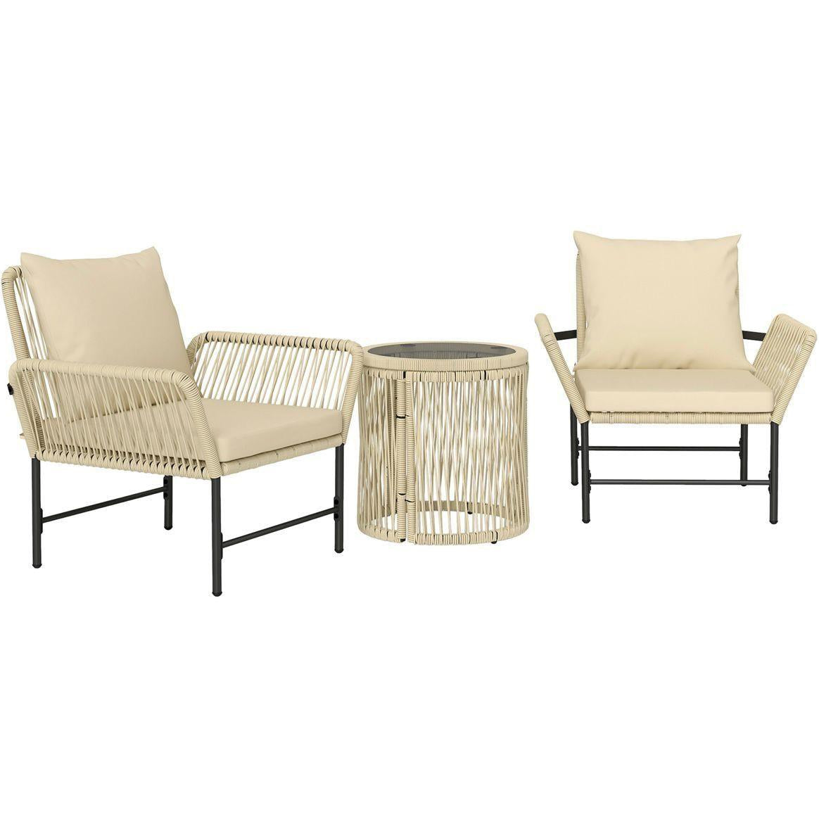 Gartenmöbel Set 3-tlg Balkon Sitzgruppe Rattan