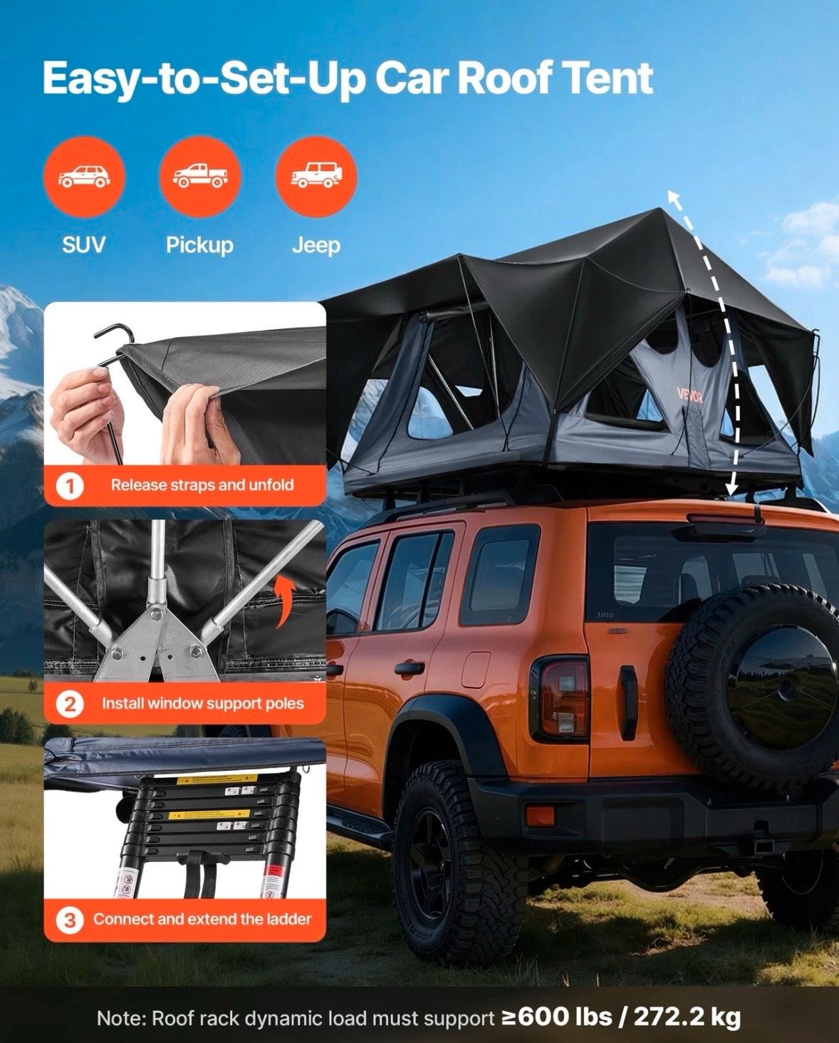 Dachzelt Auto 2–3 Personen Camping