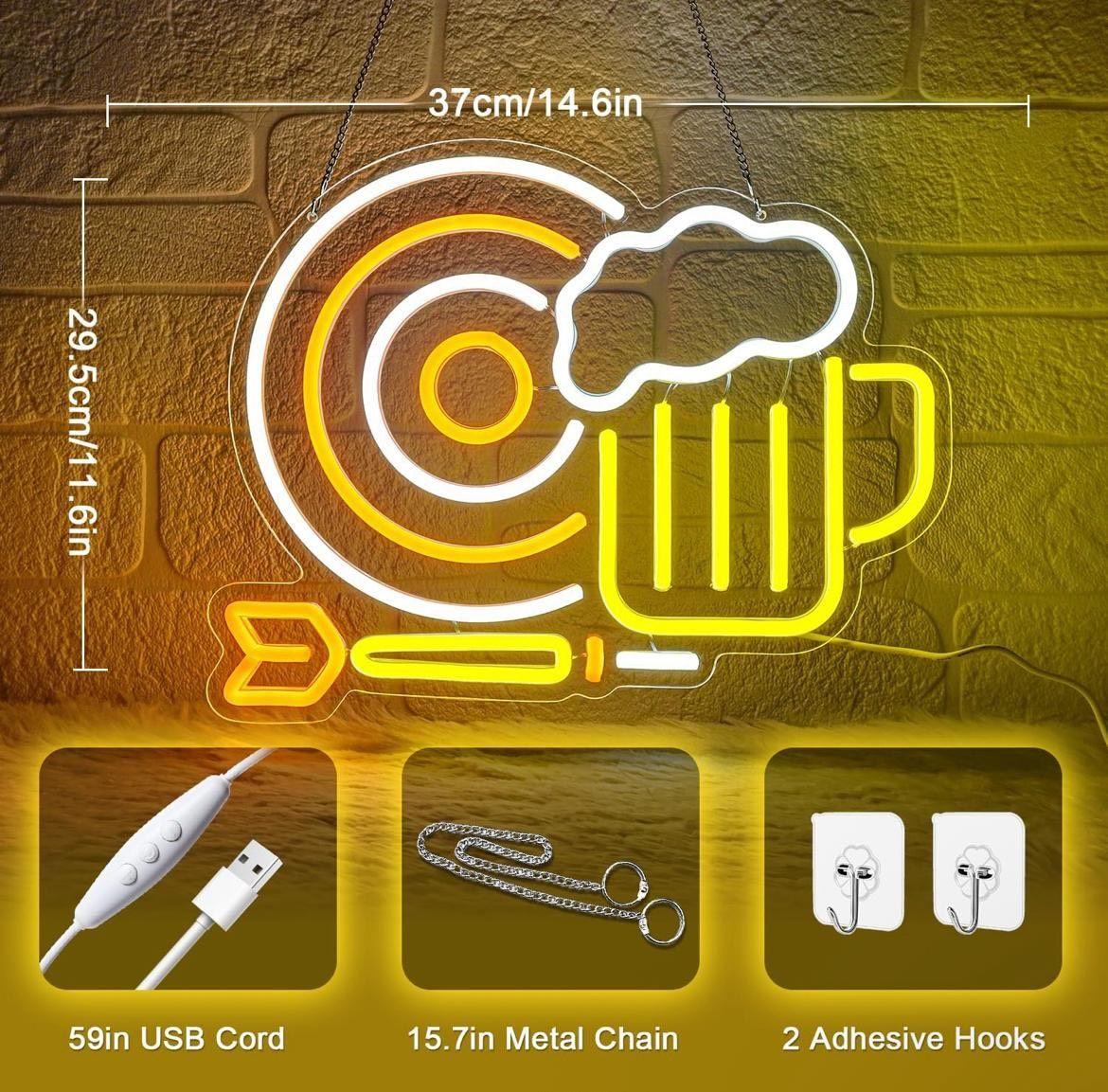 LED Neon Schild Darts & Bier
