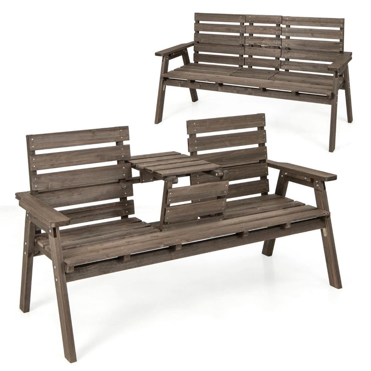 Gartenbank Holz 3 Sitzer mit Klapptisch Tannenholz