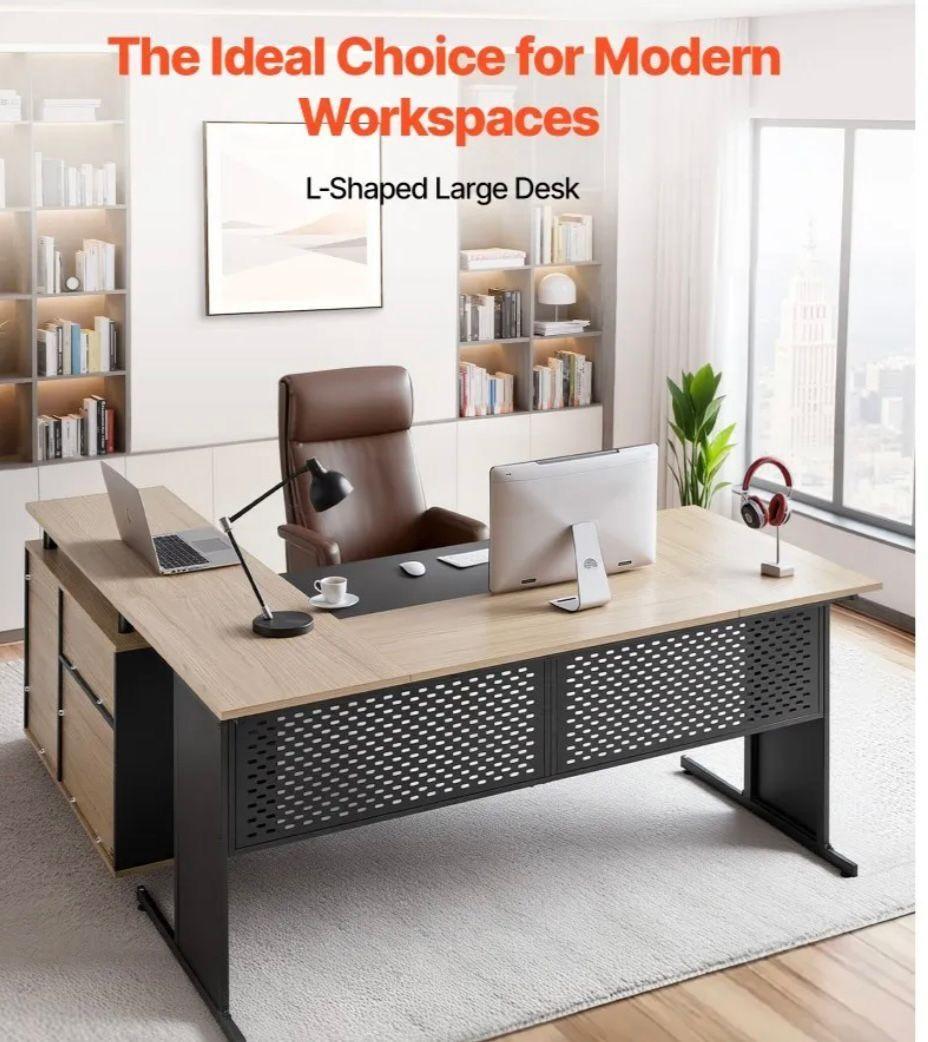 L Schreibtisch Eckschreibtisch Büro Homeoffice Regal Schubladen