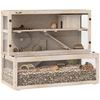 Hamsterkäfig Holz 3 Ebenen Kleintierkäfig Laufrad