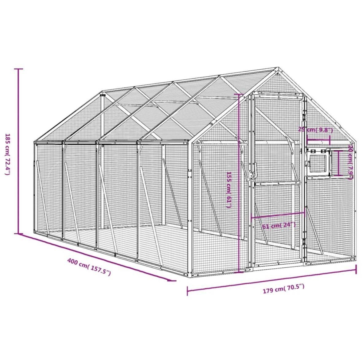 Alu-Voliere Vogelvoliere Vogelhaus 4x1,79m Voliere
