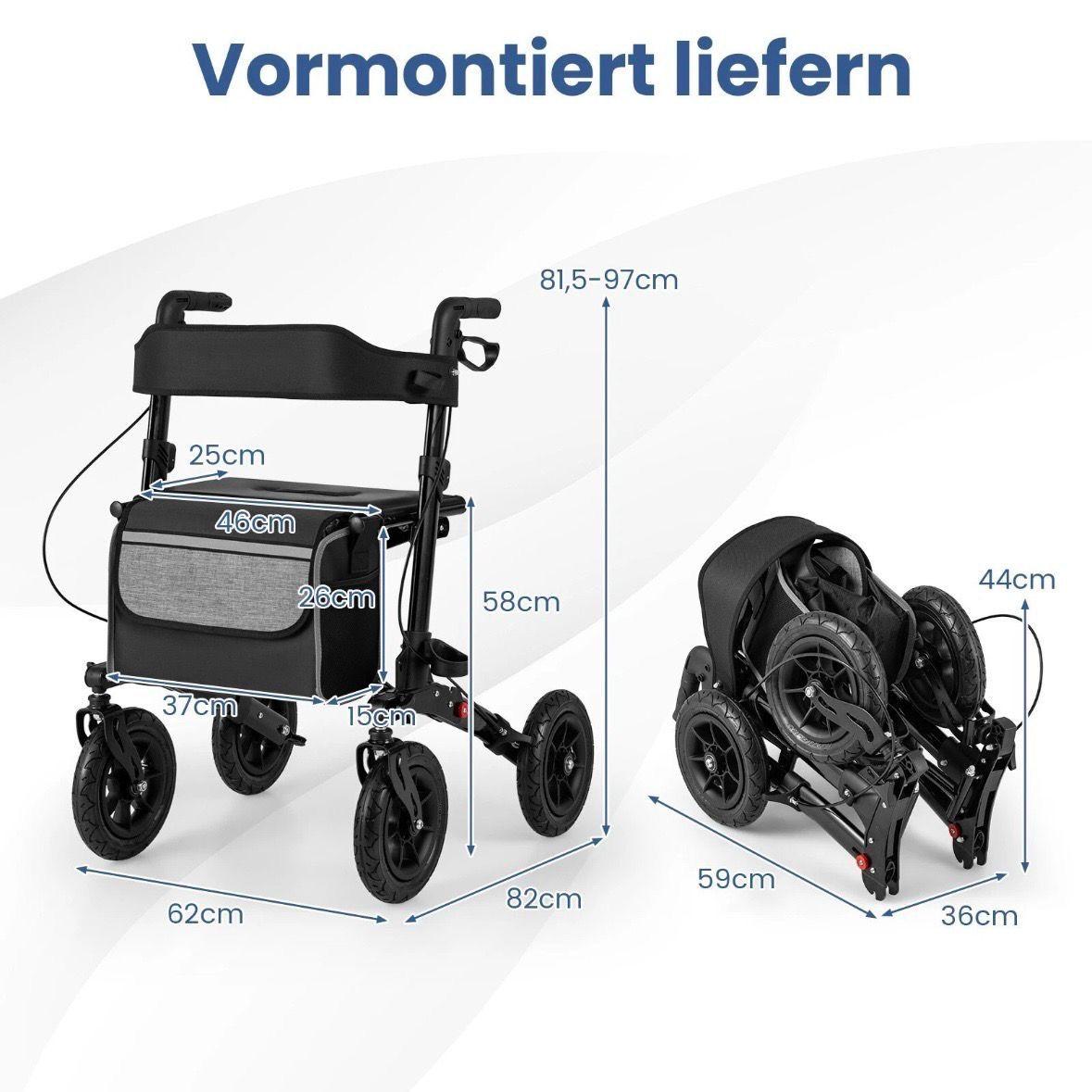 Faltbarer Rollator höhenverstellbar bis 140kg