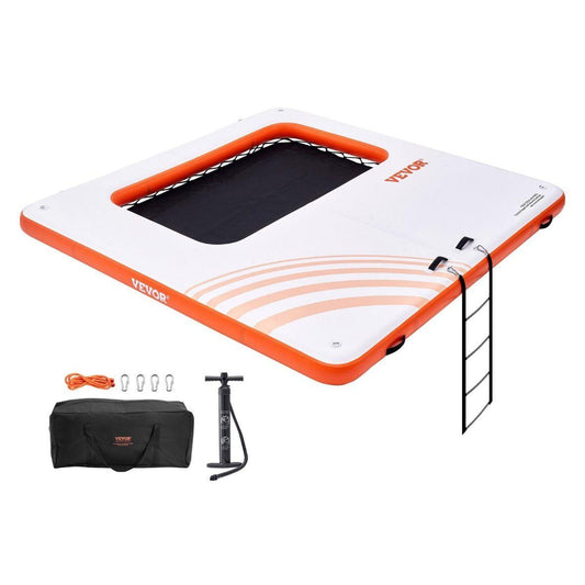 Aufblasbares Schwimmdock mit Trampolin-Netzpool 3,04×3,04m