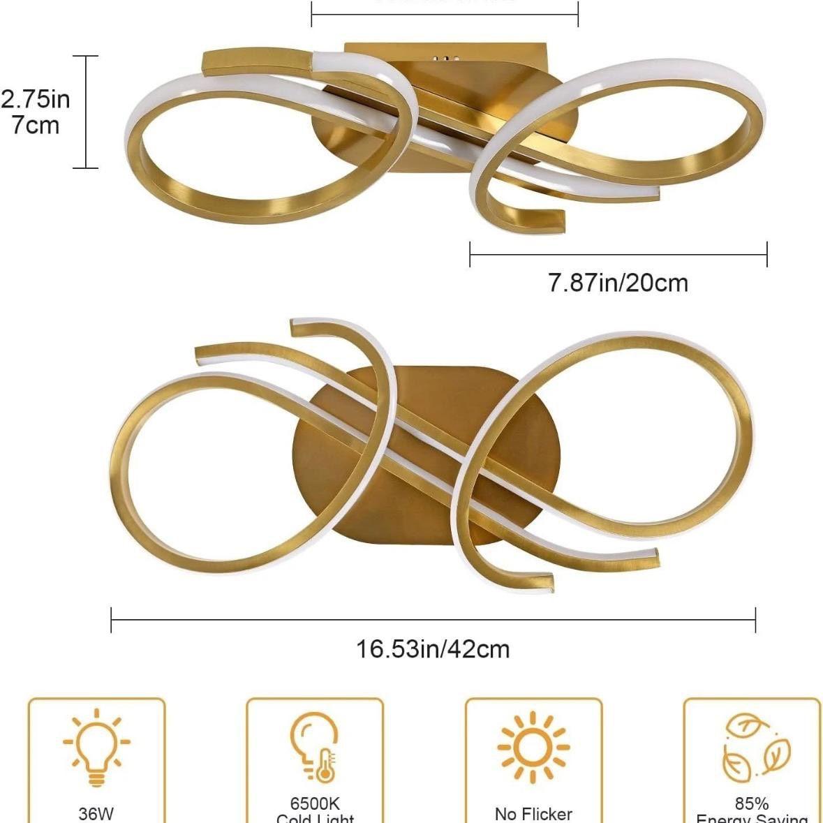 LED Deckenleuchte Gold Bogendesign 36W kaltweiß