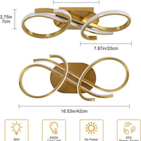 LED Deckenleuchte Gold Bogendesign 36W kaltweiß