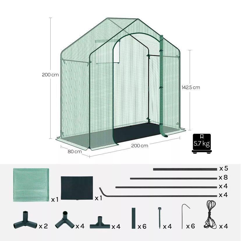 Foliengewächshaus 200×80×200cm Garten Gewächshaus