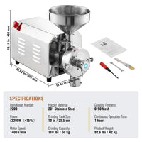 Elektrische Getreidemühle 2200W Kornmühle für Trockenmahlen