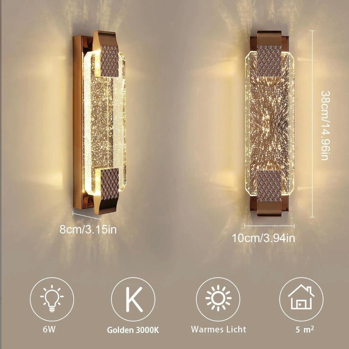 Kristall LED Wandleuchte Gold Modern 8–12W