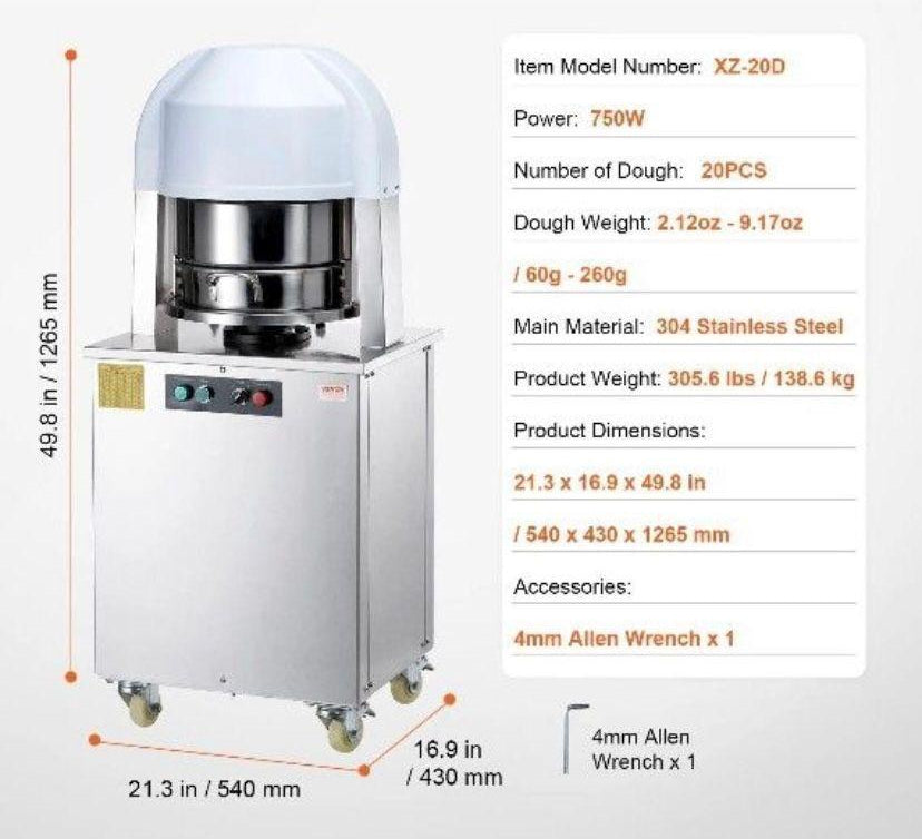 Elektrischer Teigteiler 20 Portionen