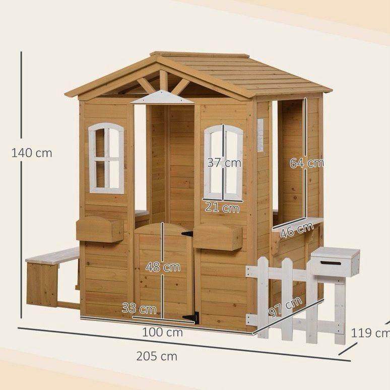 Holz Kinderspielhaus Gartenhaus mit Bank