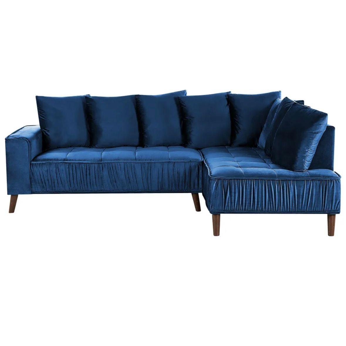 Ecksofa Samt 3 Sitzer Marineblau