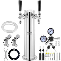 Doppelhahn Kegerator Bierturm Edelstahl mit Zubehör & Druckregler