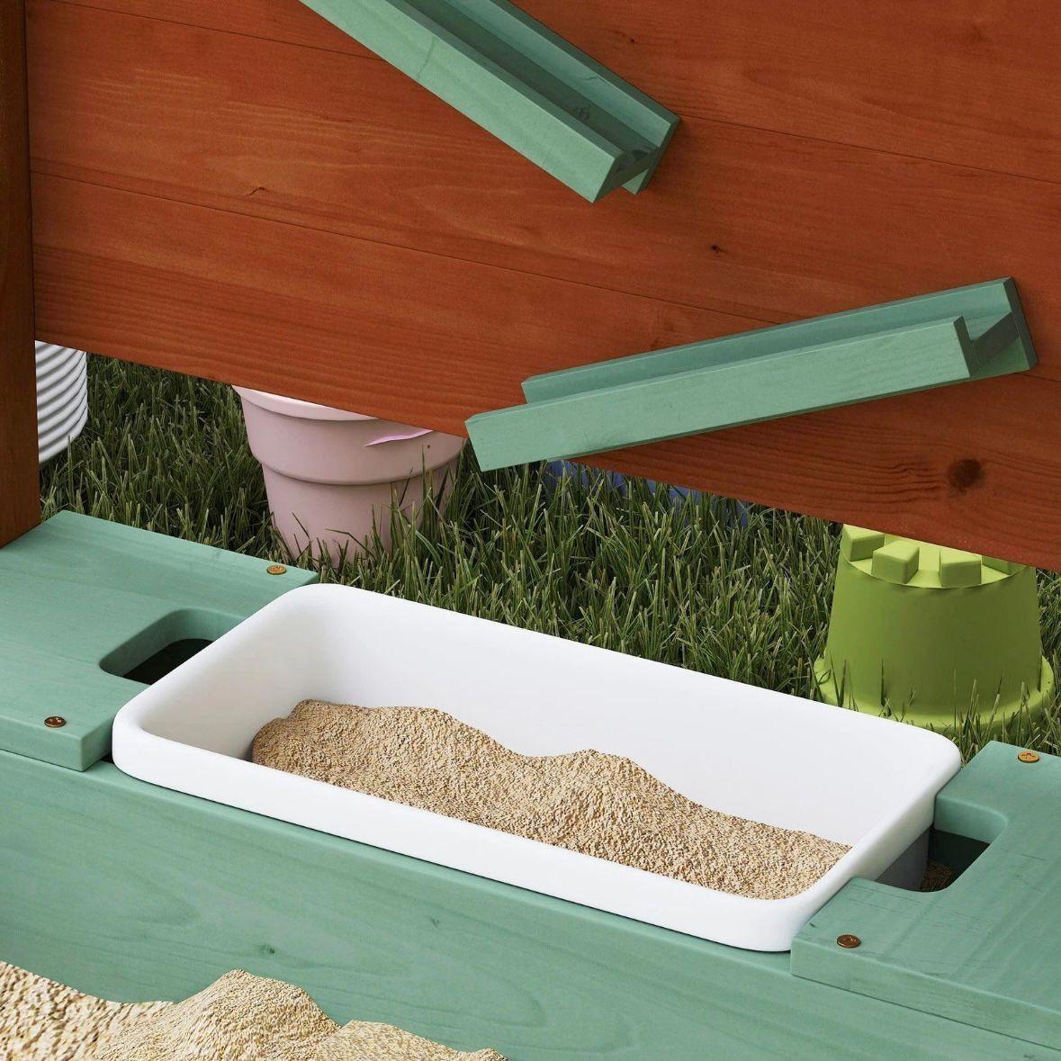 Sandkasten aus Holz mit Sonnendach & Zubehör