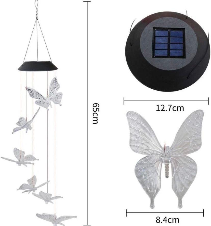 Solar Windspiel Schmetterlinge LED Gartendeko Balkon