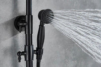 Duschsystem Retro Schwarz Regendusche Set mit Handbrause Wandmontage