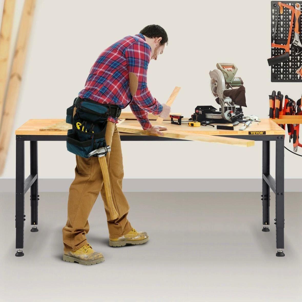 Höhenverstellbare Werkbank mit Steckdosenleiste 122cm bis 900kg