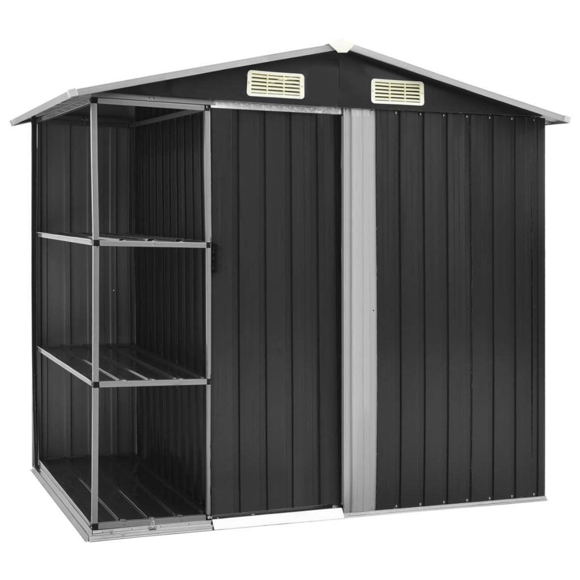 Metall-Gartenhaus mit Regal Anthrazit Geräteschuppen