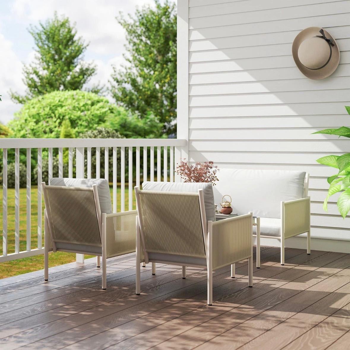 Polyrattan Gartenmöbel Set 4-teilig  Sofa, Sessel & Couchtisch