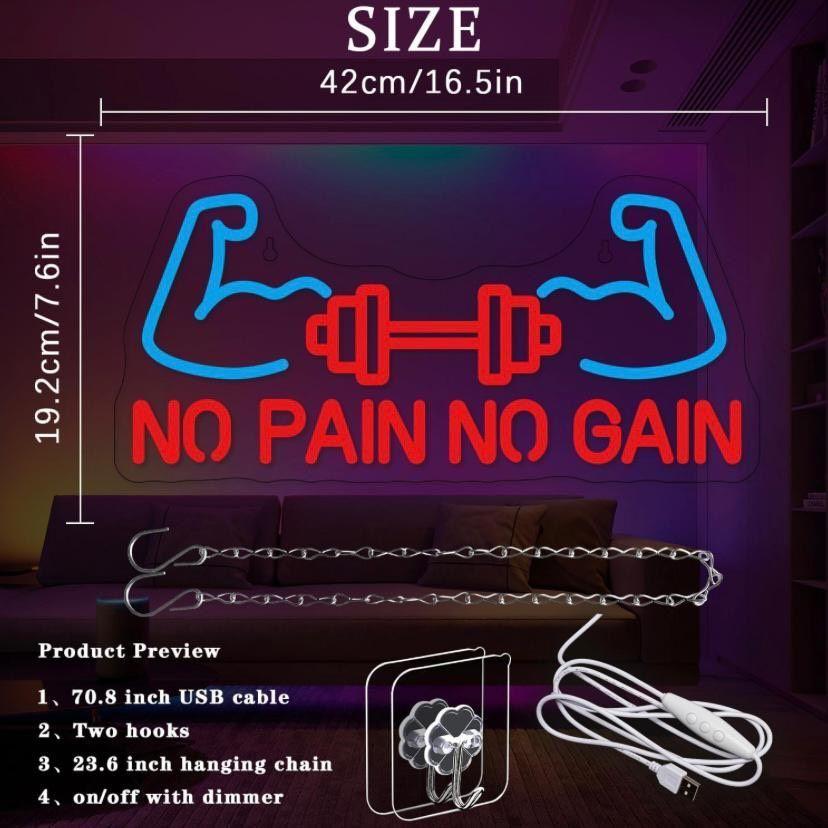 LED Neon Schild No Pain Gain