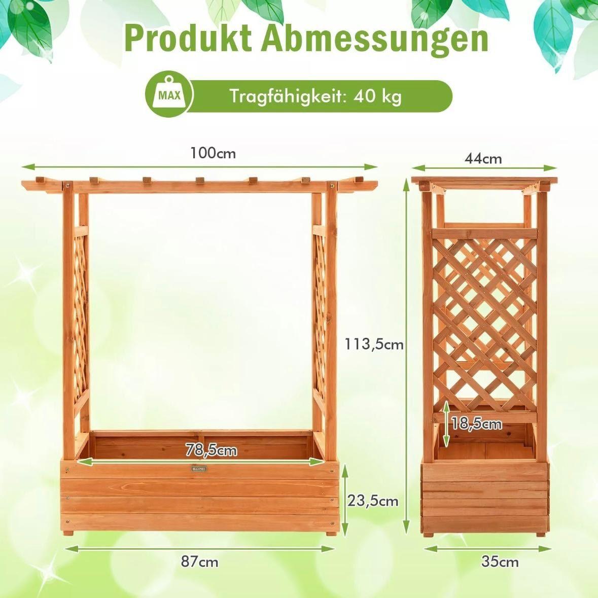 Hochbeet Holz mit Spalier Pflanzkasten Garten Balkon