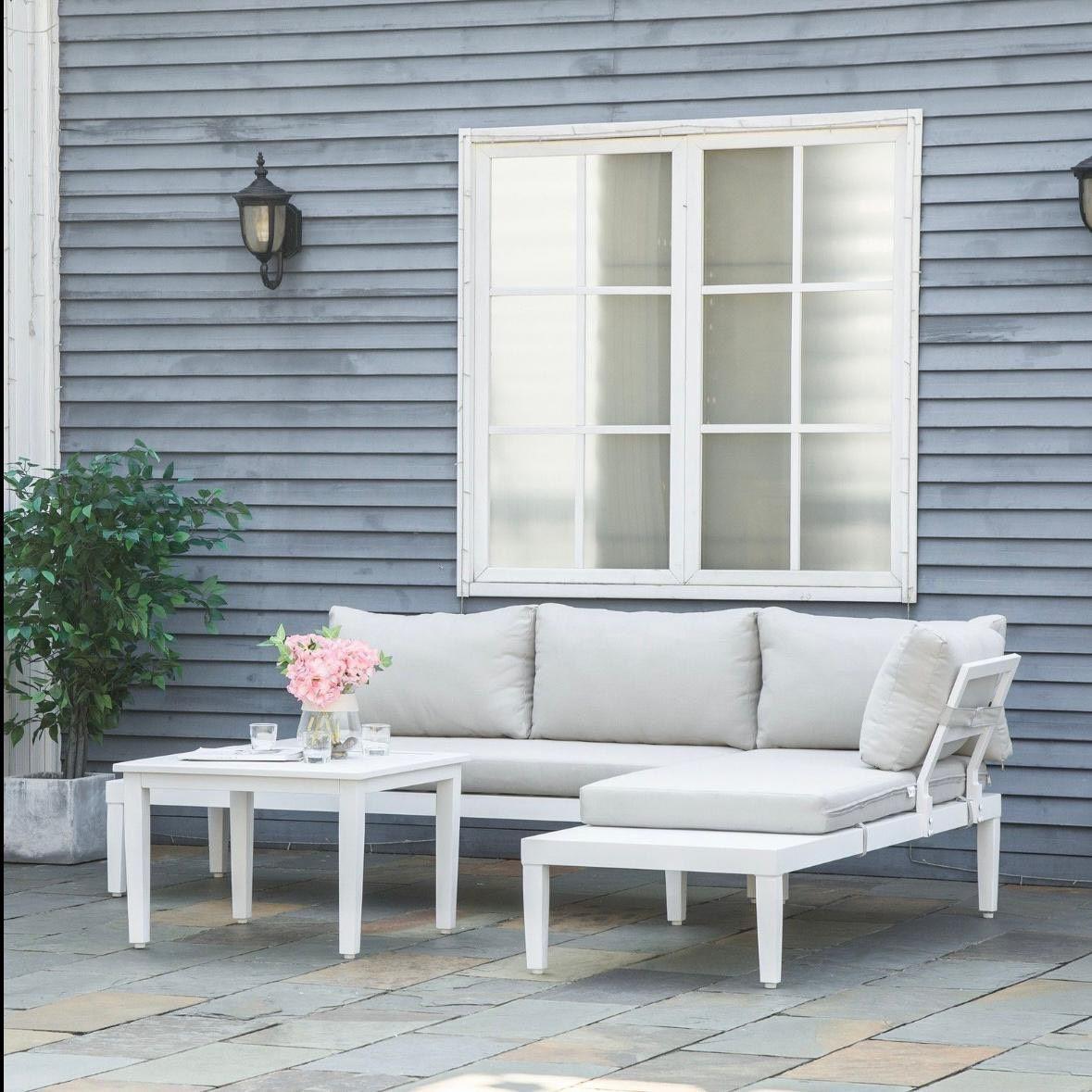 Gartenmöbel Set Aluminium Lounge 3-teilig Cremeweiß