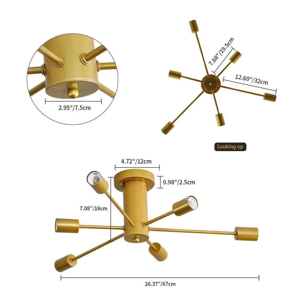 Moderne Deckenleuchte im Mid-Century-Design – Gold