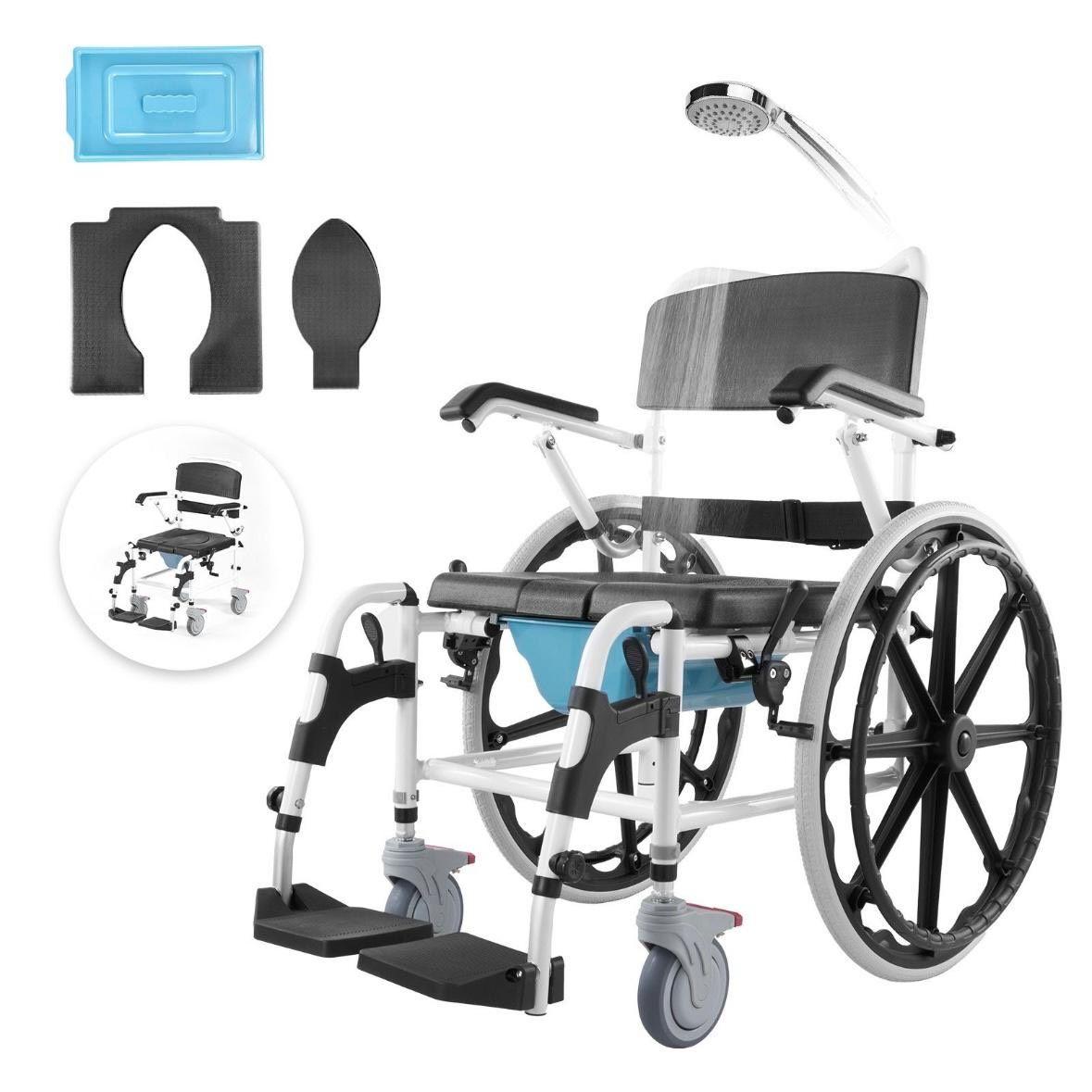Toiletten- & Duschrollstuhl mit PU-Sitz und Aluminiumrahmen