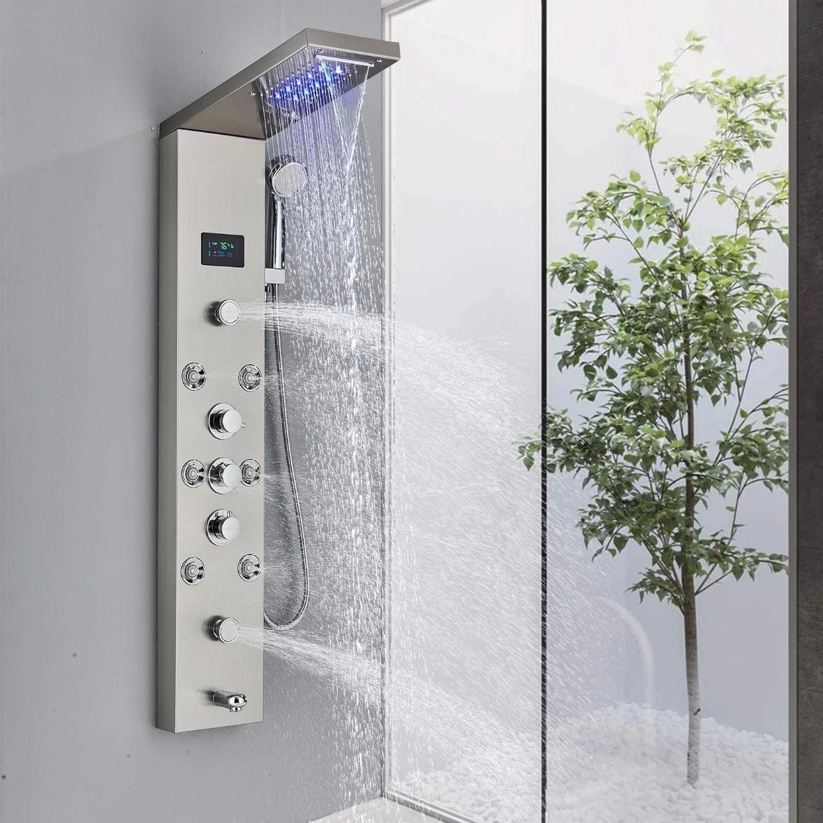 Duschpaneel Edelstahl Duschsäule mit Regendusche Wasserfall Massage Handbrause