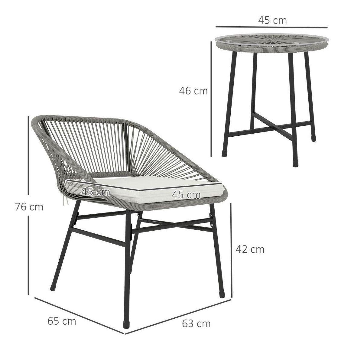 3tlg Polyrattan Balkonmöbel Set Tisch Stühle