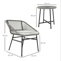 3tlg Polyrattan Balkonmöbel Set Tisch Stühle