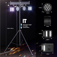 LED Bühnenlicht Set mit Stativ 2×PAR + 2×Derby RGBW