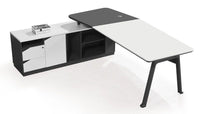 Chef-Schreibtisch 220×180cm Managerschreibtisch Kunstleder