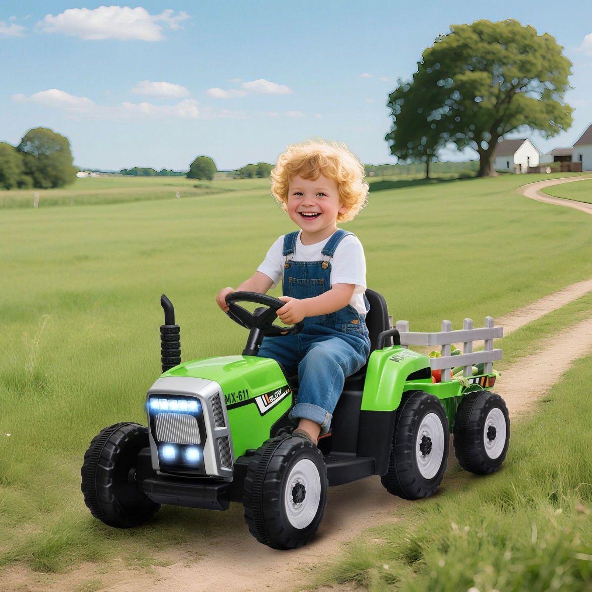 Kinder Elektro Traktor mit Anhänger 12V