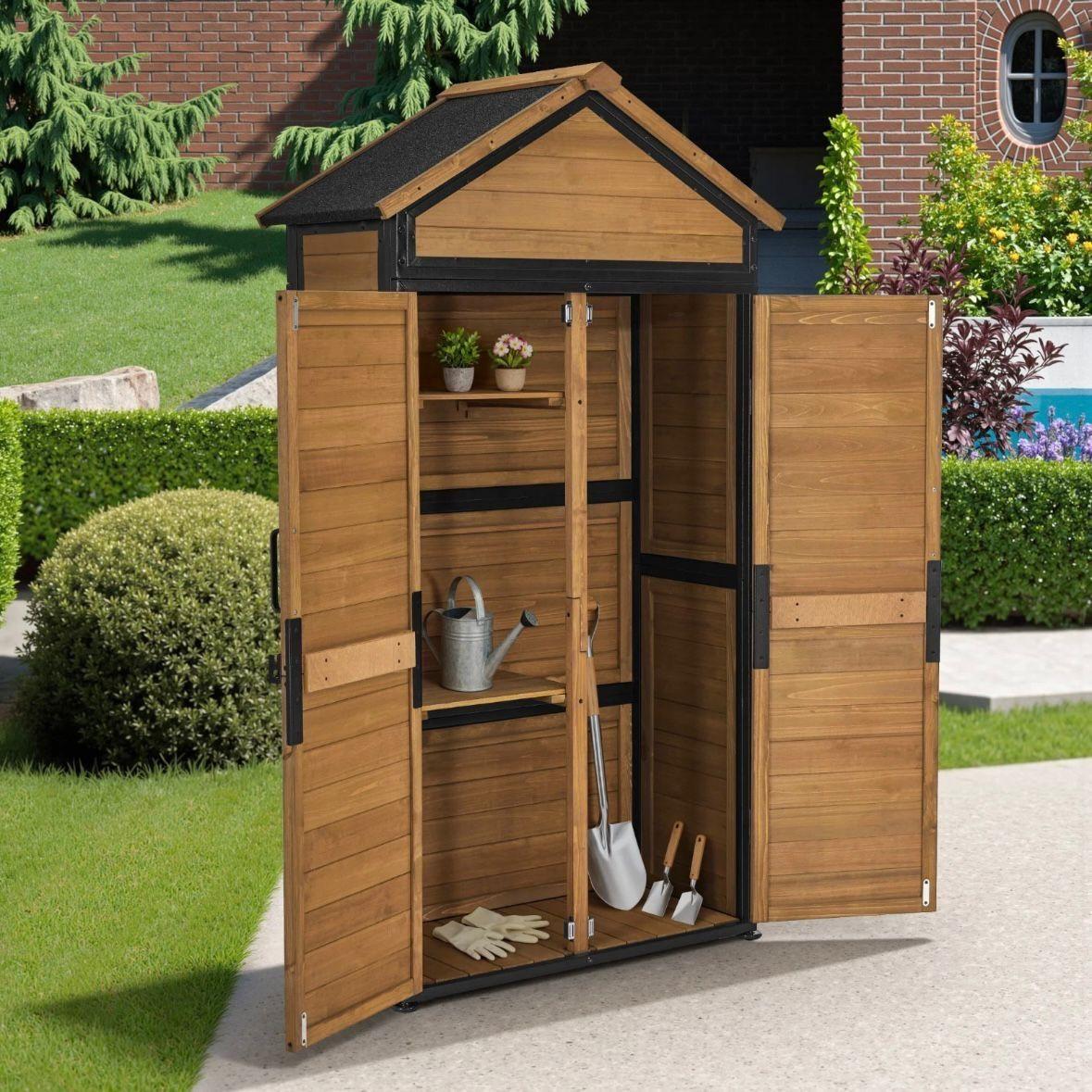 Gartenschrank Holz Geräteschrank Gerätehaus Werkzeugschrank