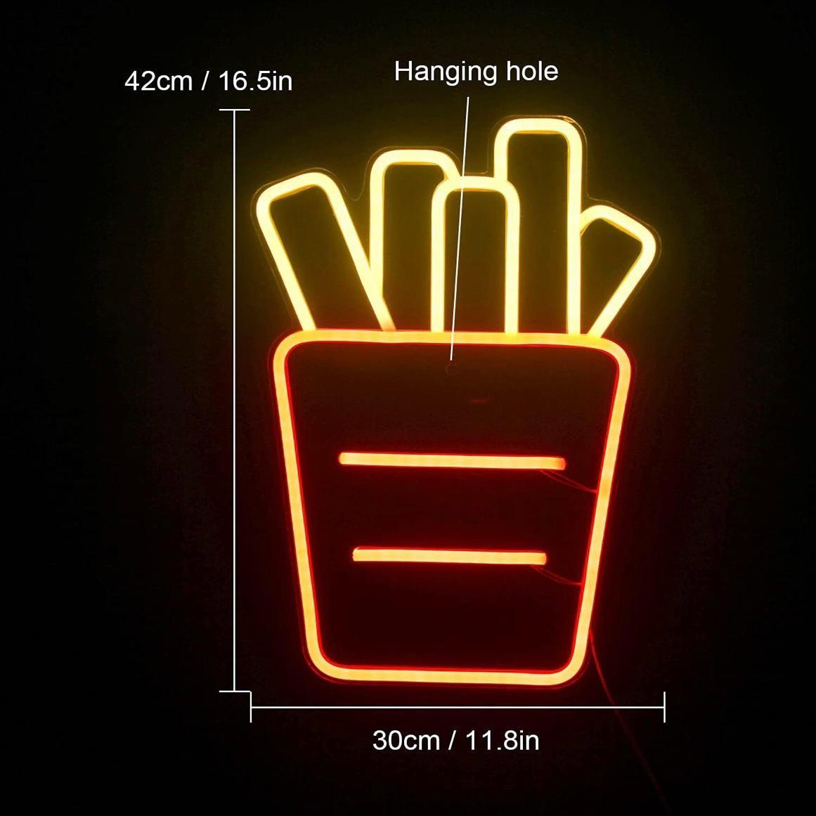 LED Neon Schild Pommes
