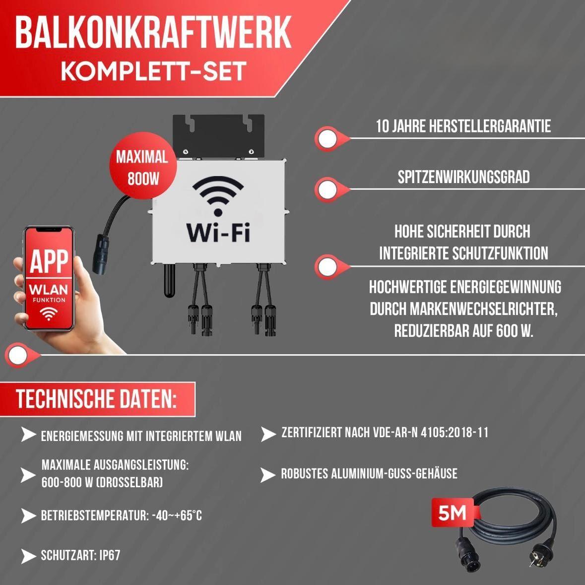 830W Balkon Solaranlage mit 800W Wechselrichter WLAN Plug & Play